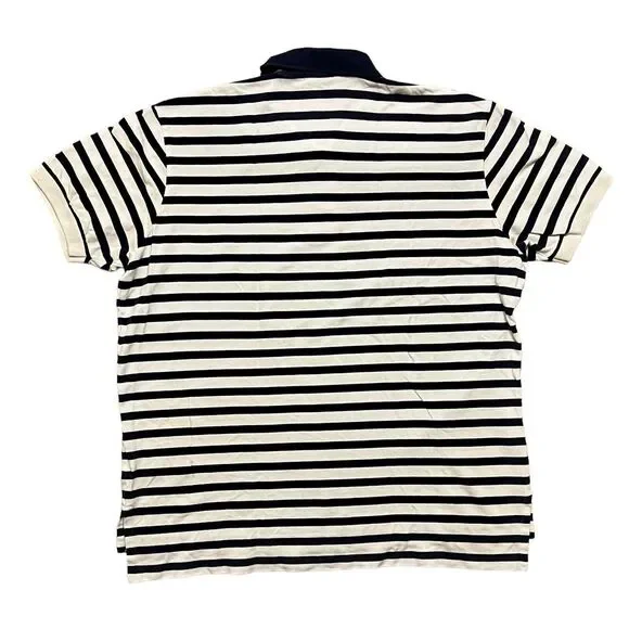 POLO RALPH LAUREN Shirt Men's XXL Blue White Striped Vintage S/S Ribbed Cuff - Picture 3 of 3